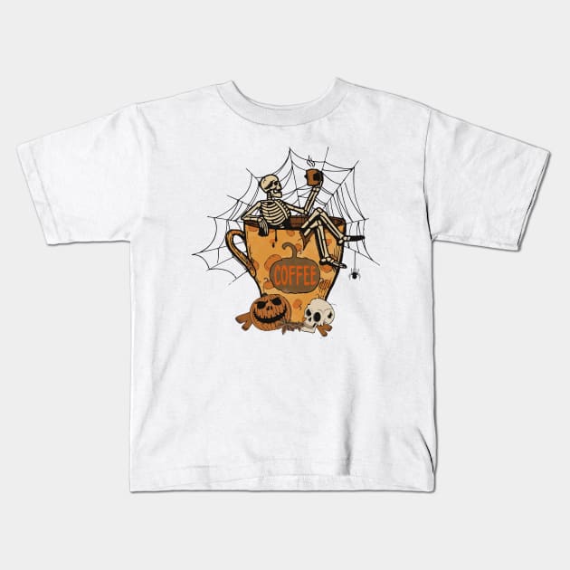 Funny Coffee Halloween Kids T-Shirt by reedae